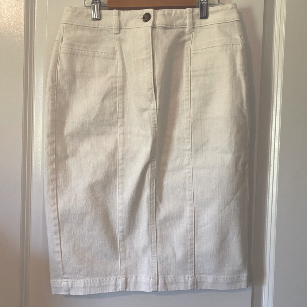 Ann Taylor White Denim Skirt 4